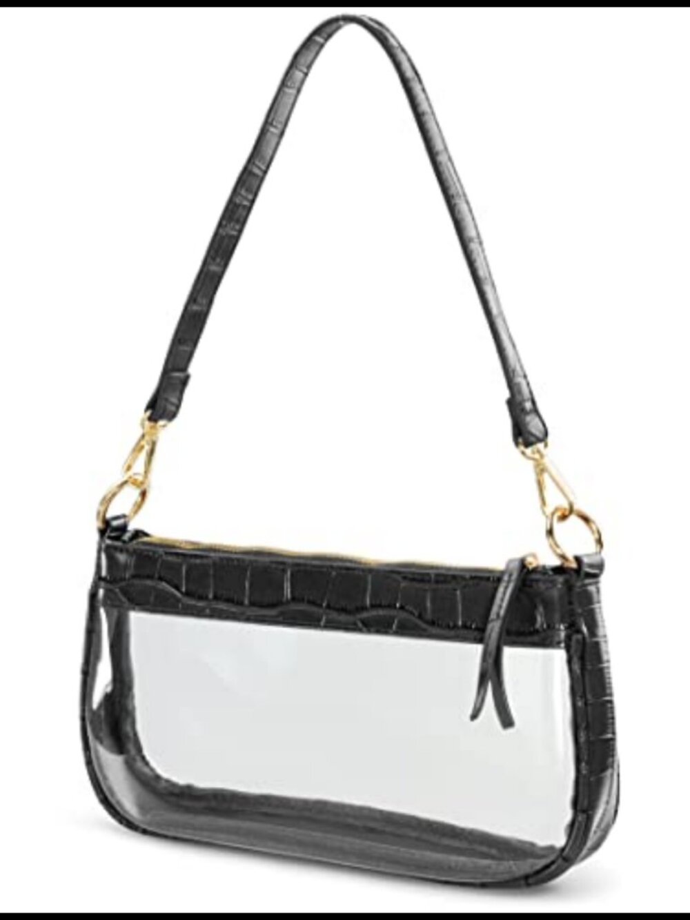 Clear PVC Shoulder Bag 90s Crossbody Purse Vegan Leather Crocodile Stadium Bag